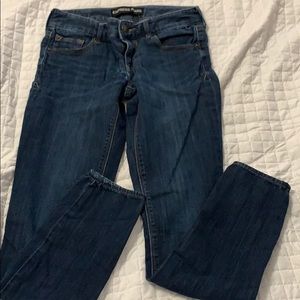 Express dark wash skinny jeans